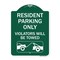 Signmission Resident Parking Violators Towed W/ Vehicle Towing Heavy-Gauge Alum Sign, 18" x 24", GW-1824-22980 A-DES-GW-1824-22980 - alternate 1